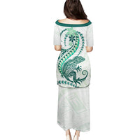 Green Maori Tuatara Puletasi Luxury Pastel Pattern LT01 - Polynesian Pride