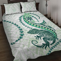 Green Maori Tuatara Quilt Bed Set Luxury Pastel Pattern LT01 Green - Polynesian Pride