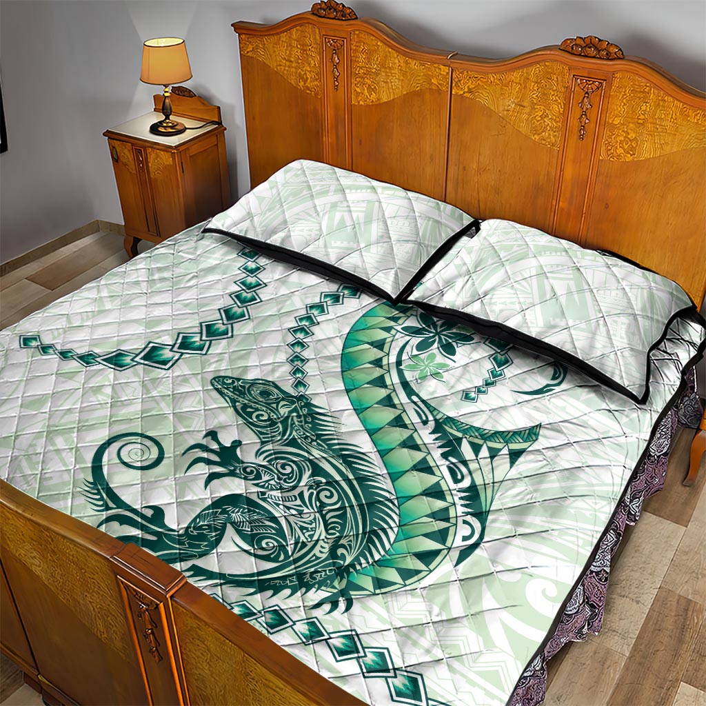 Green Maori Tuatara Quilt Bed Set Luxury Pastel Pattern LT01 - Polynesian Pride