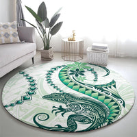 Green Maori Tuatara Round Carpet Luxury Pastel Pattern LT01 - Polynesian Pride