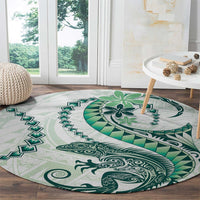 Green Maori Tuatara Round Carpet Luxury Pastel Pattern LT01 - Polynesian Pride