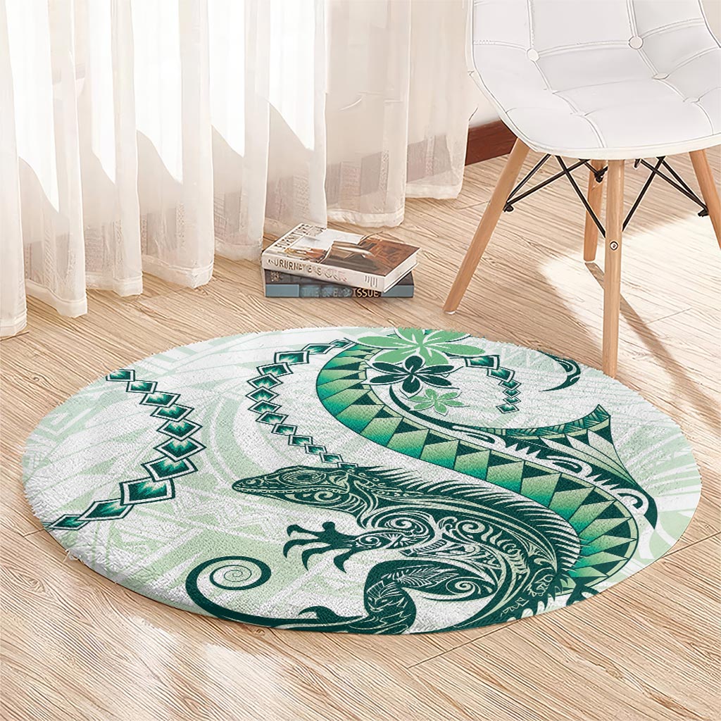 Green Maori Tuatara Round Carpet Luxury Pastel Pattern LT01 - Polynesian Pride