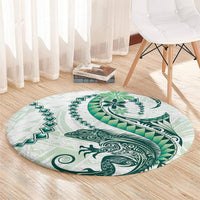 Green Maori Tuatara Round Carpet Luxury Pastel Pattern LT01 - Polynesian Pride