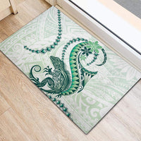 Green Maori Tuatara Rubber Doormat Luxury Pastel Pattern LT01 - Polynesian Pride