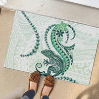 Green Maori Tuatara Rubber Doormat Luxury Pastel Pattern LT01 - Polynesian Pride
