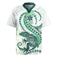 Green Maori Tuatara Rugby Jersey Luxury Pastel Pattern LT01 Green - Polynesian Pride