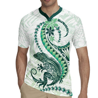 Green Maori Tuatara Rugby Jersey Luxury Pastel Pattern LT01 - Polynesian Pride