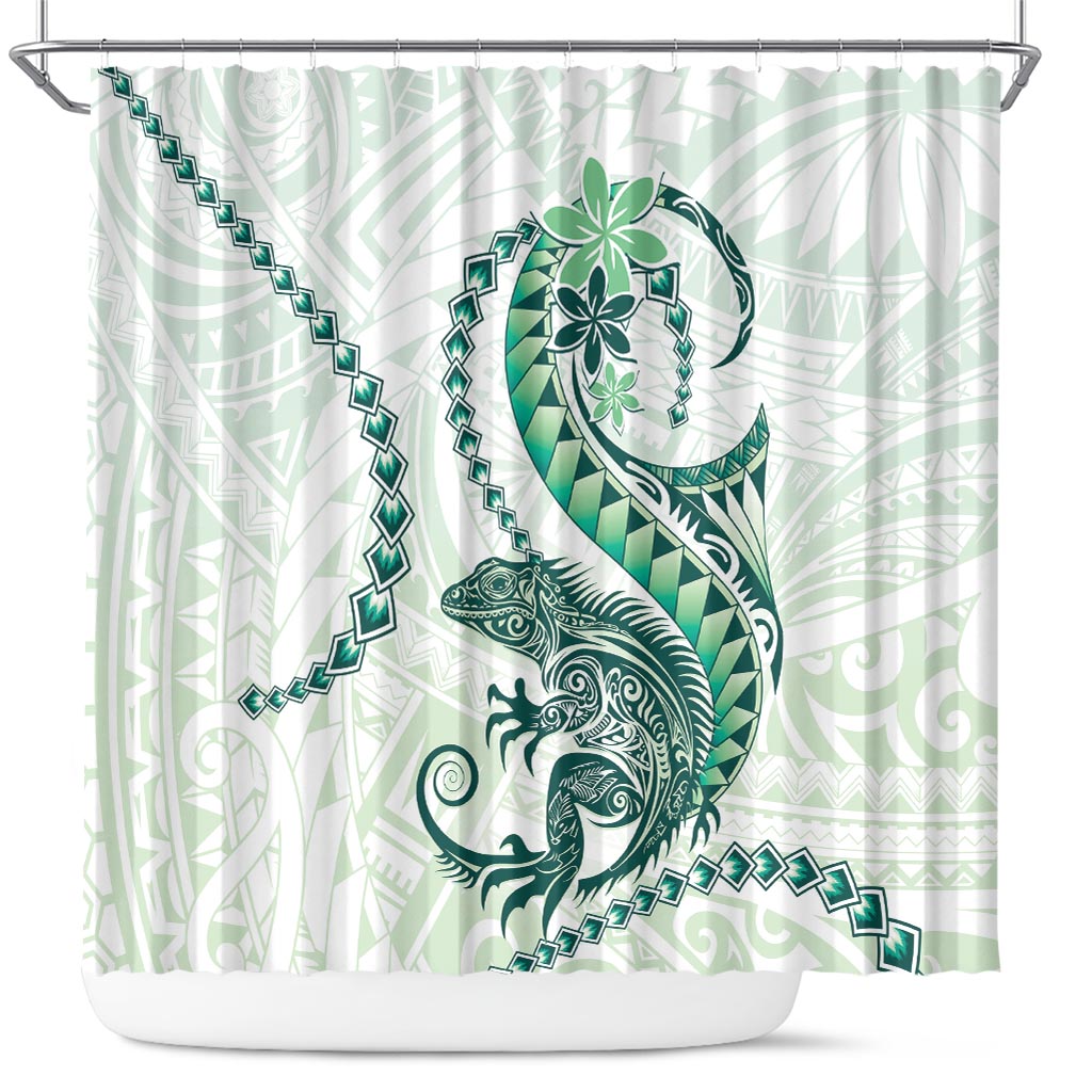 Green Maori Tuatara Shower Curtain Luxury Pastel Pattern LT01 Green - Polynesian Pride