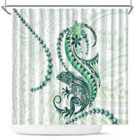 Green Maori Tuatara Shower Curtain Luxury Pastel Pattern LT01 Green - Polynesian Pride