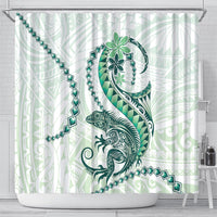 Green Maori Tuatara Shower Curtain Luxury Pastel Pattern LT01 - Polynesian Pride