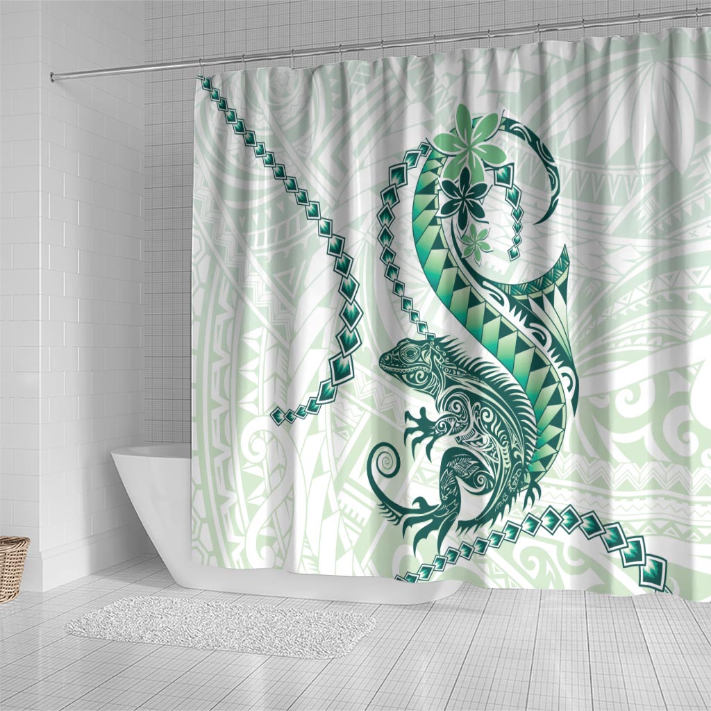 Green Maori Tuatara Shower Curtain Luxury Pastel Pattern LT01 - Polynesian Pride