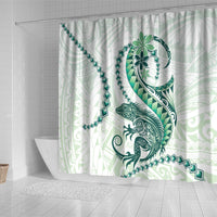 Green Maori Tuatara Shower Curtain Luxury Pastel Pattern LT01 - Polynesian Pride