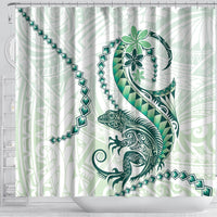Green Maori Tuatara Shower Curtain Luxury Pastel Pattern LT01 - Polynesian Pride