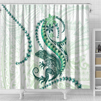 Green Maori Tuatara Shower Curtain Luxury Pastel Pattern LT01 - Polynesian Pride