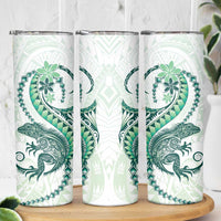 Green Maori Tuatara Skinny Tumbler Luxury Pastel Pattern LT01 - Polynesian Pride