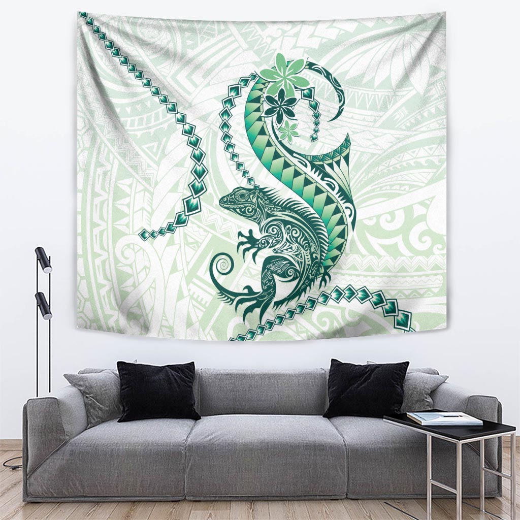 Green Maori Tuatara Tapestry Luxury Pastel Pattern LT01 Green - Polynesian Pride