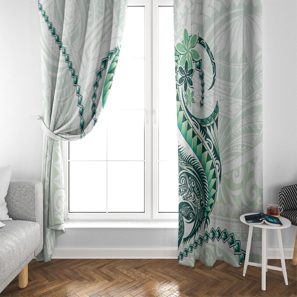 Green Maori Tuatara Window Curtain Luxury Pastel Pattern LT01 - Polynesian Pride