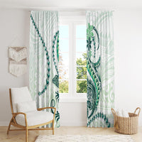 Green Maori Tuatara Window Curtain Luxury Pastel Pattern LT01 - Polynesian Pride