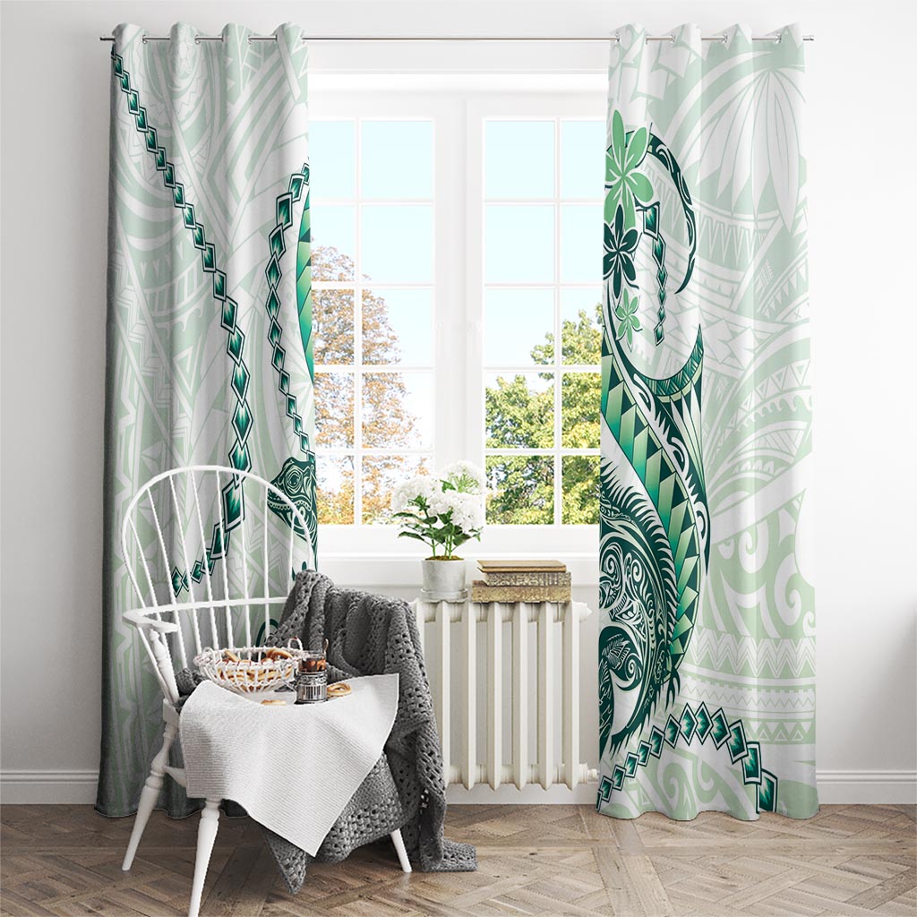 Green Maori Tuatara Window Curtain Luxury Pastel Pattern LT01 - Polynesian Pride