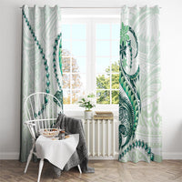 Green Maori Tuatara Window Curtain Luxury Pastel Pattern LT01 - Polynesian Pride
