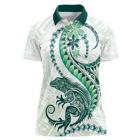 Green Maori Tuatara Women Polo Shirt Luxury Pastel Pattern LT01 Female Green - Polynesian Pride