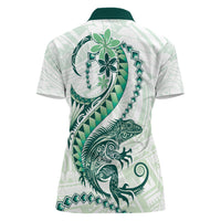 Green Maori Tuatara Women Polo Shirt Luxury Pastel Pattern LT01 - Polynesian Pride