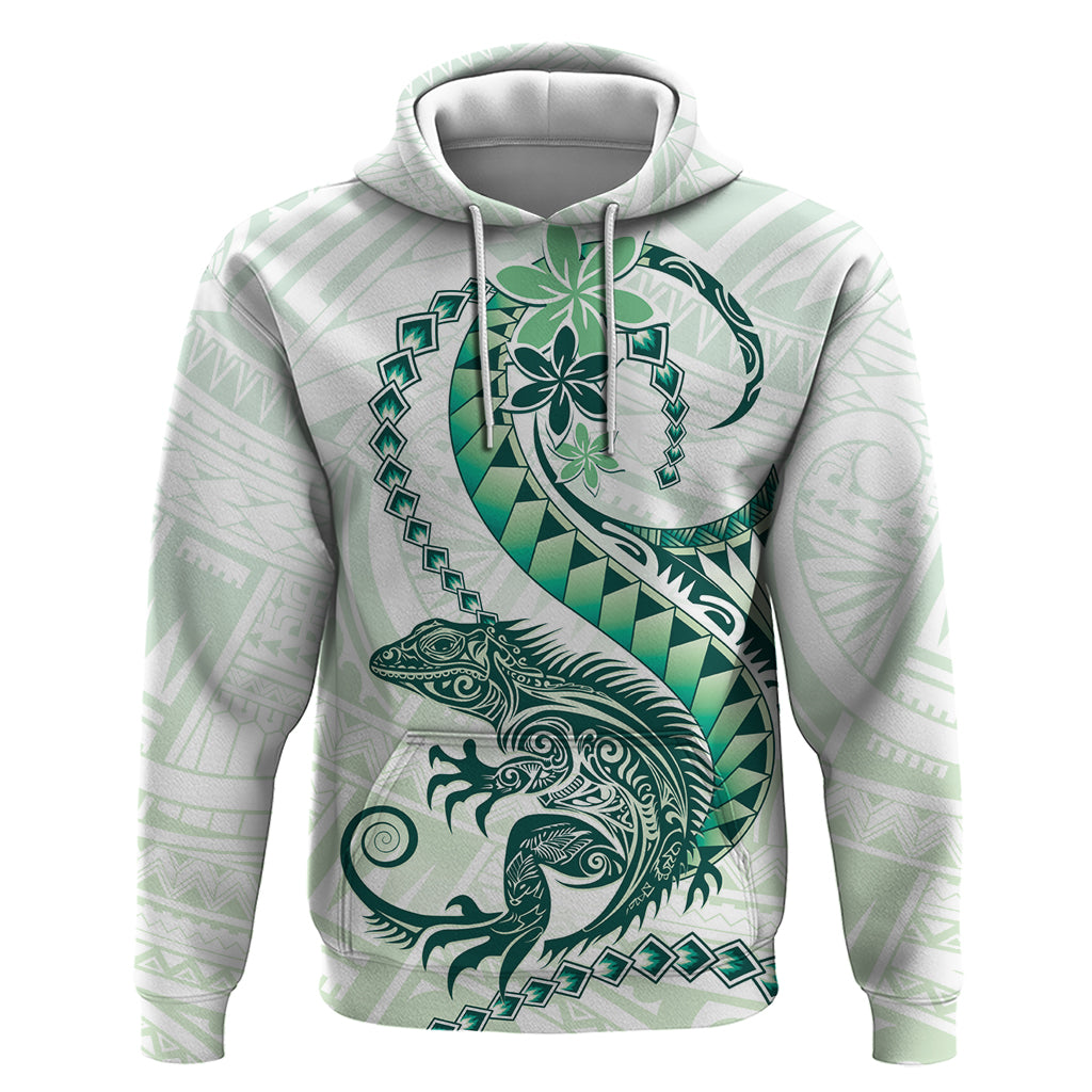 Green Maori Tuatara Zip Hoodie Luxury Pastel Pattern LT01 Pullover Hoodie Green - Polynesian Pride
