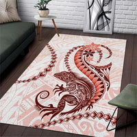 Red Maori Tuatara Area Rug Luxury Pastel Pattern LT01 Red - Polynesian Pride