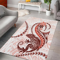 Red Maori Tuatara Area Rug Luxury Pastel Pattern LT01 - Polynesian Pride