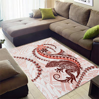 Red Maori Tuatara Area Rug Luxury Pastel Pattern LT01 - Polynesian Pride