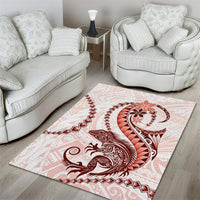 Red Maori Tuatara Area Rug Luxury Pastel Pattern LT01 - Polynesian Pride
