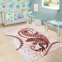 Red Maori Tuatara Area Rug Luxury Pastel Pattern LT01 - Polynesian Pride