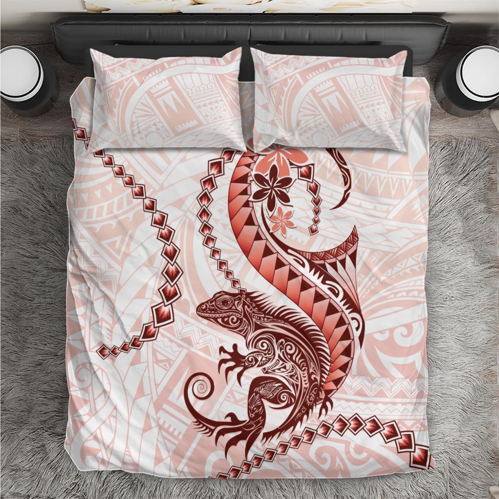 Red Maori Tuatara Bedding Set Luxury Pastel Pattern LT01 Red - Polynesian Pride
