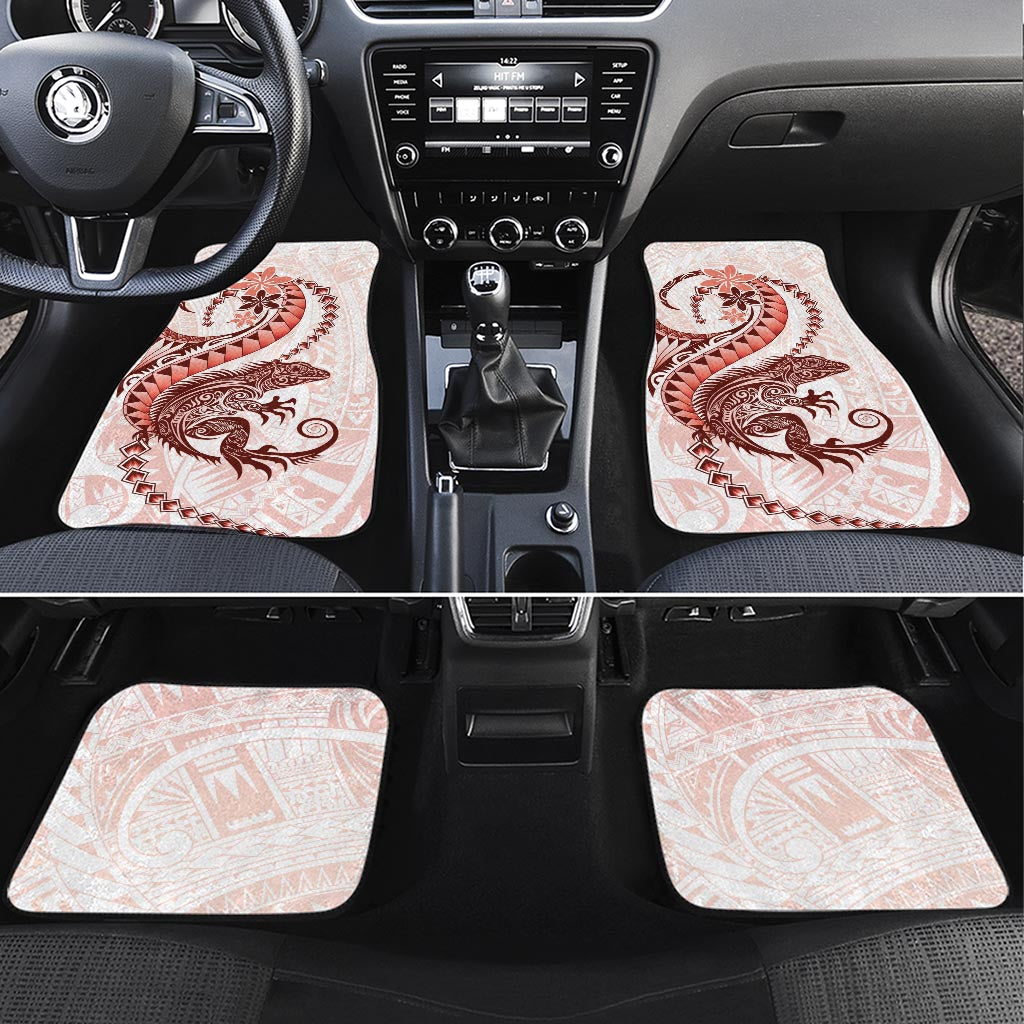 Red Maori Tuatara Car Mats Luxury Pastel Pattern LT01 Set 4pcs Red - Polynesian Pride