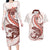 Red Maori Tuatara Couples Matching Long Sleeve Bodycon Dress and Hawaiian Shirt Luxury Pastel Pattern