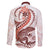 Red Maori Tuatara Family Matching Off The Shoulder Long Sleeve Dress and Hawaiian Shirt Luxury Pastel Pattern