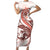 Red Maori Tuatara Family Matching Short Sleeve Bodycon Dress and Hawaiian Shirt Luxury Pastel Pattern