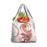 Red Maori Tuatara Grocery Bag Luxury Pastel Pattern LT01 1-pack One Size Red - Polynesian Pride