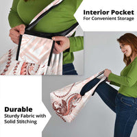 Red Maori Tuatara Grocery Bag Luxury Pastel Pattern LT01 - Polynesian Pride