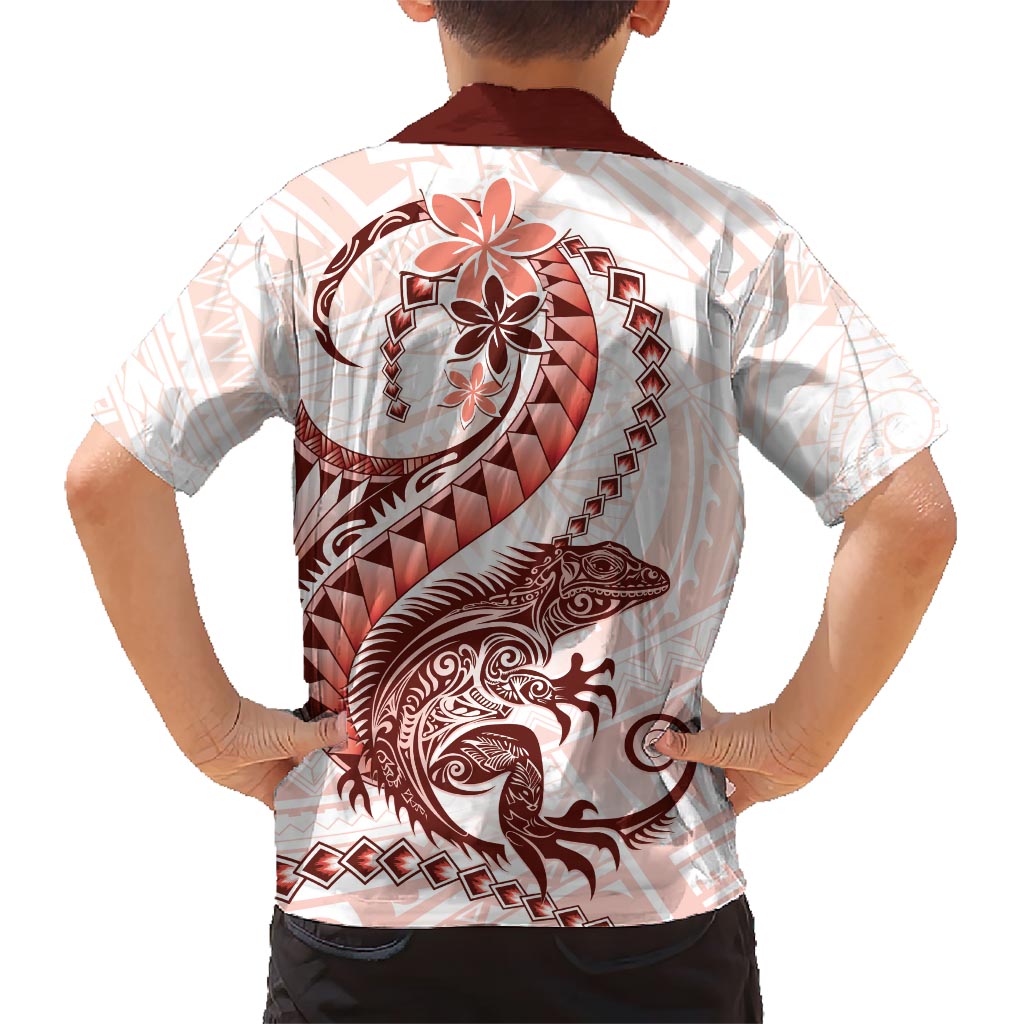 Red Maori Tuatara Kid Hawaiian Shirt Luxury Pastel Pattern LT01 - Polynesian Pride