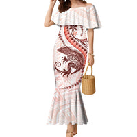 Red Maori Tuatara Mermaid Dress Luxury Pastel Pattern LT01 Women Red - Polynesian Pride
