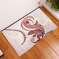 Red Maori Tuatara Rubber Doormat Luxury Pastel Pattern LT01 - Polynesian Pride