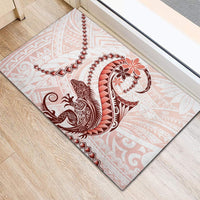 Red Maori Tuatara Rubber Doormat Luxury Pastel Pattern LT01 - Polynesian Pride