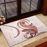 Red Maori Tuatara Rubber Doormat Luxury Pastel Pattern LT01 - Polynesian Pride