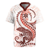 Red Maori Tuatara Rugby Jersey Luxury Pastel Pattern LT01 Red - Polynesian Pride