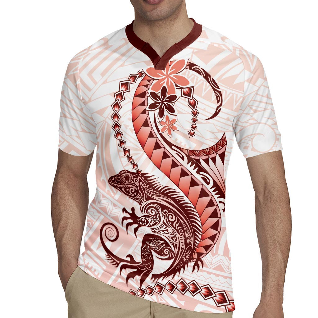 Red Maori Tuatara Rugby Jersey Luxury Pastel Pattern LT01 - Polynesian Pride