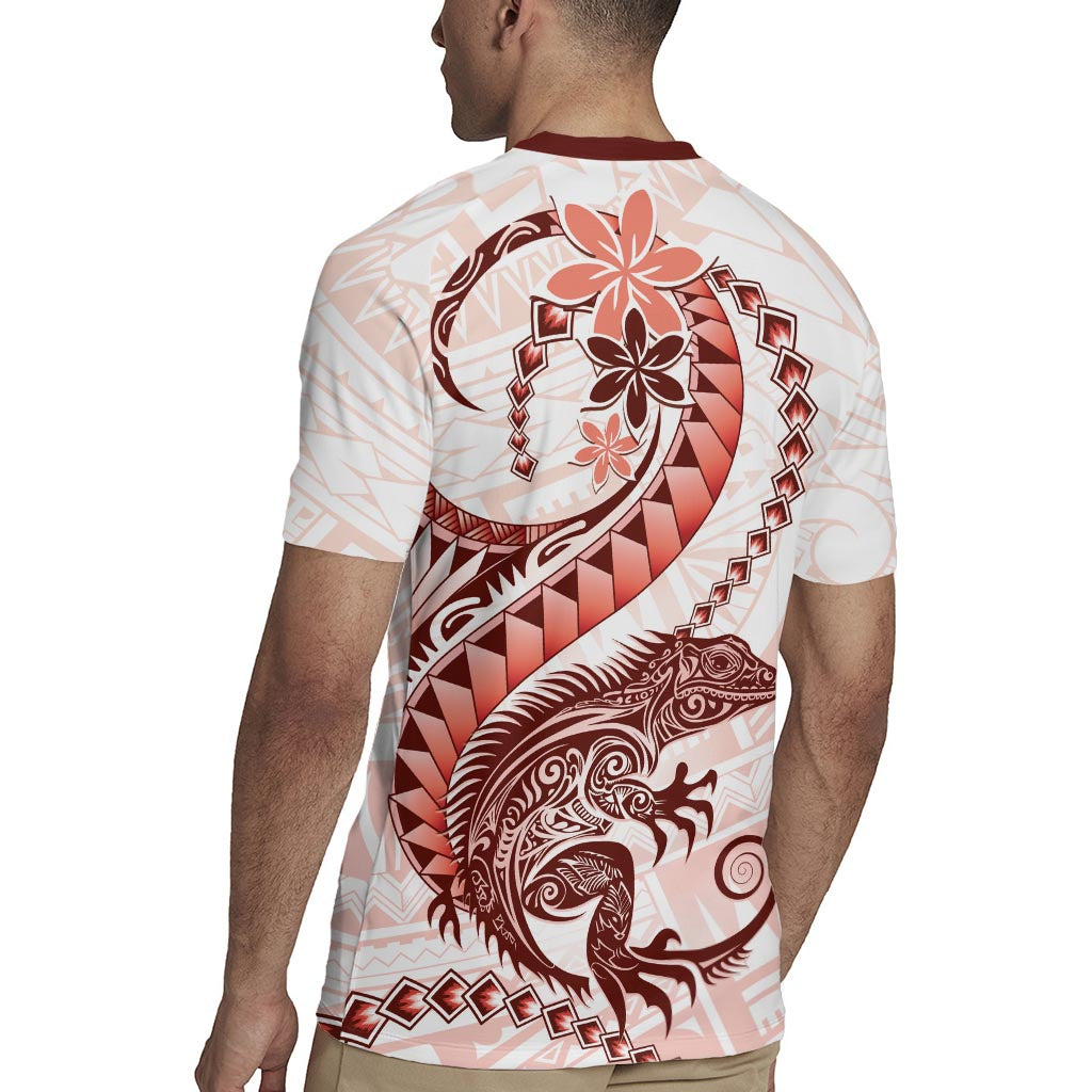 Red Maori Tuatara Rugby Jersey Luxury Pastel Pattern LT01 - Polynesian Pride