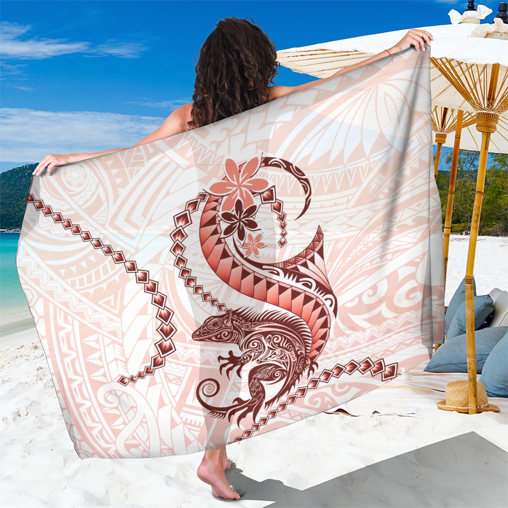 Red Maori Tuatara Sarong Luxury Pastel Pattern LT01 One Size 44 x 66 inches Red - Polynesian Pride