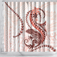 Red Maori Tuatara Shower Curtain Luxury Pastel Pattern LT01 - Polynesian Pride