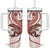 Red Maori Tuatara Tumbler With Handle Luxury Pastel Pattern